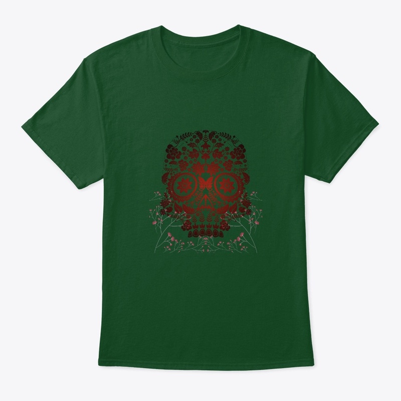 Skull and flowers mandala design