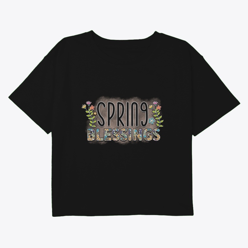 Spring Blessings Floral Text