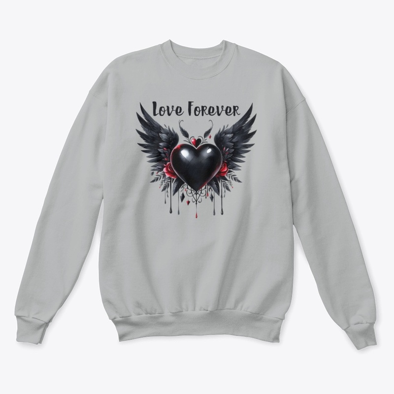  Love Forever - Black Heart Wings Design