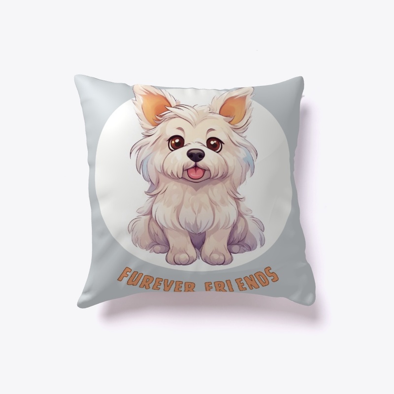 Furry Dog with Brown Eyes and Tongue Out
