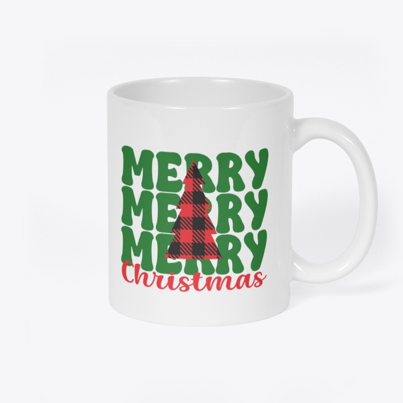 Merry Christmas stacked w/  tree