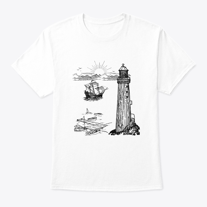 Scathe t shirt, light house t shirt 