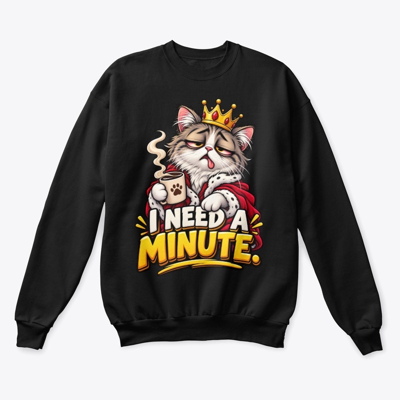 I Need a Minute Sleepy Cat Coffee Funny 