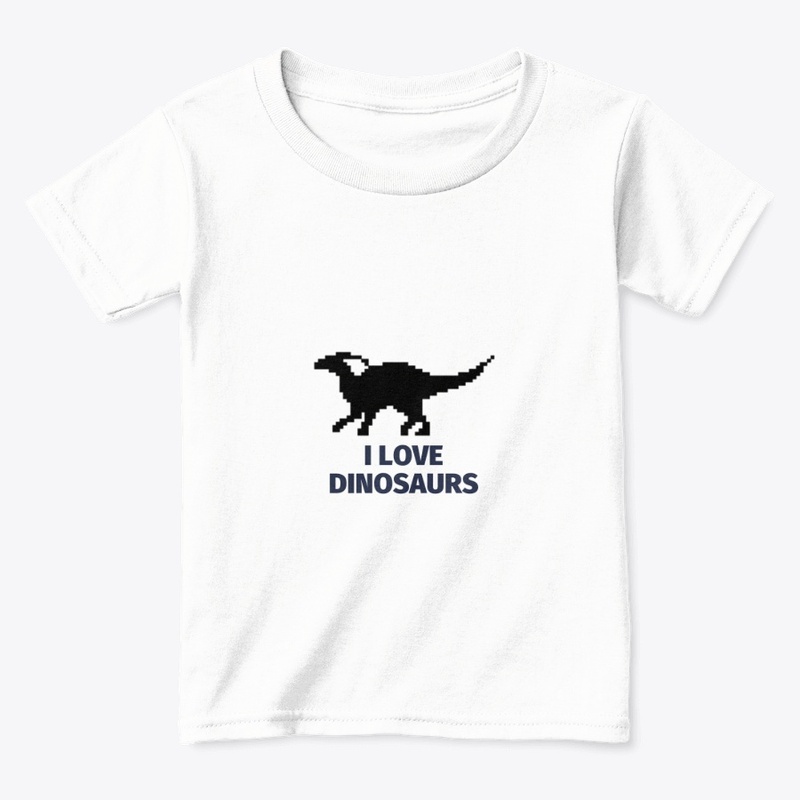 Pixel Art Dinosaur 8 White