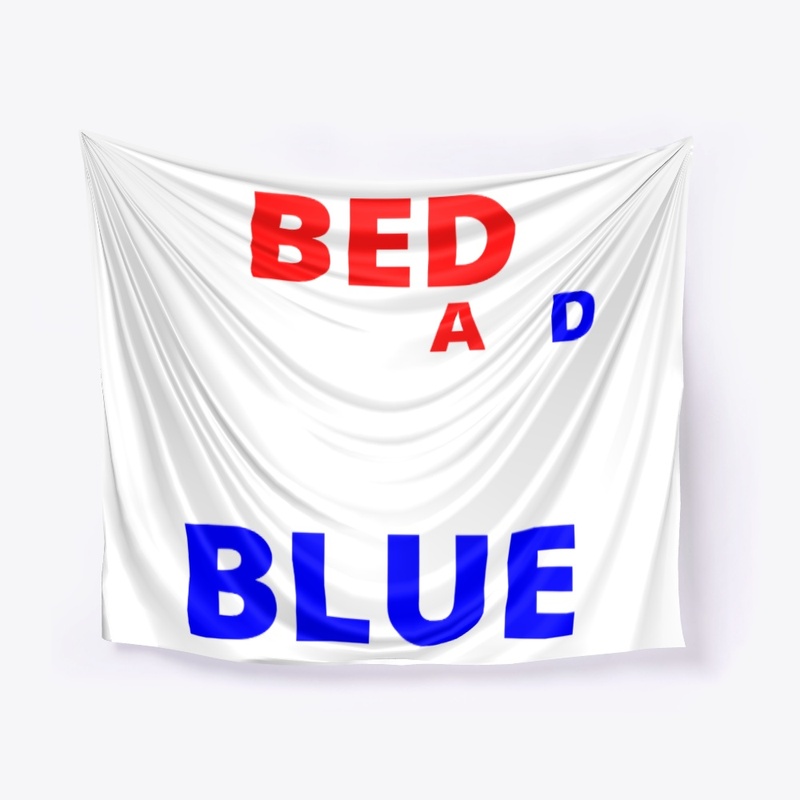 Bed white and blue funny independence na