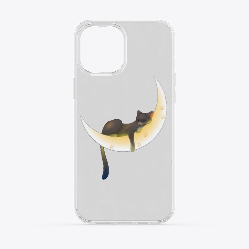 Black Cat Sleeping on a Crescent moon