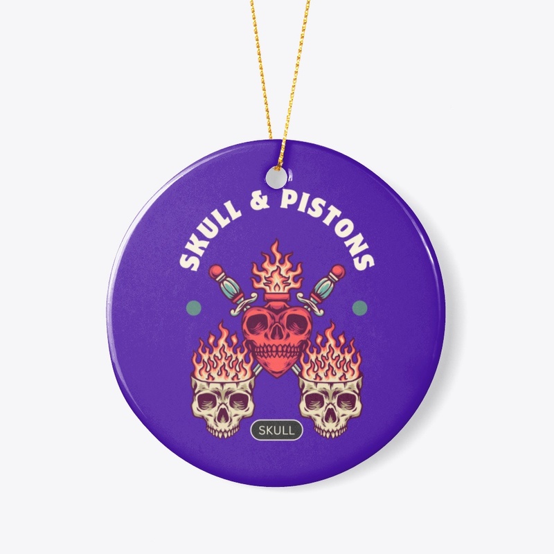 heart-shaped skull with flames emanating