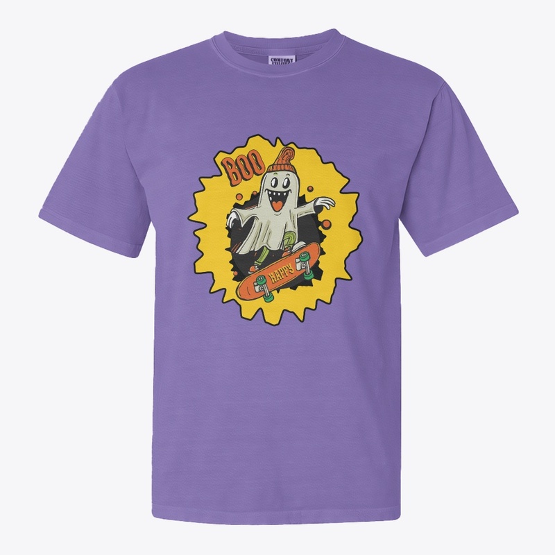 boo ghost on a skateboard vintage
