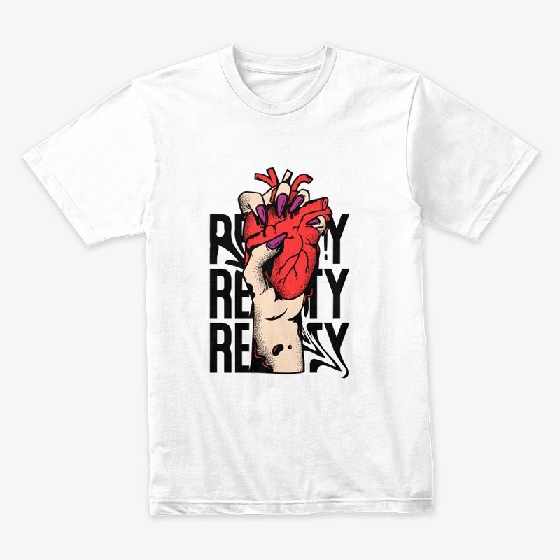 Withe t shirt Black And Red Hart