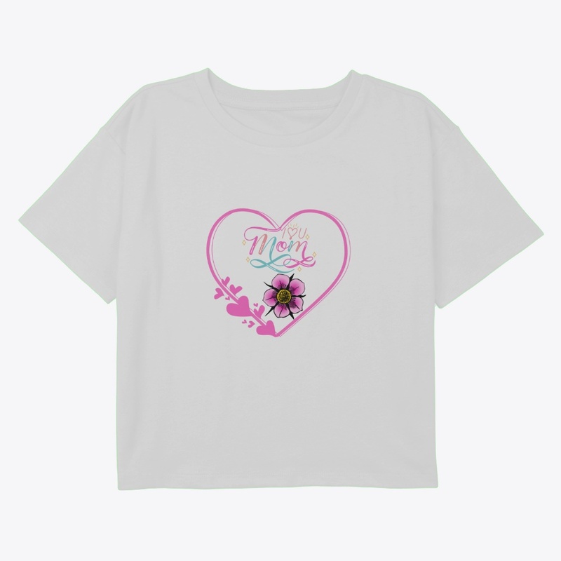 "I love Mom" Heart Printed T-Shirt