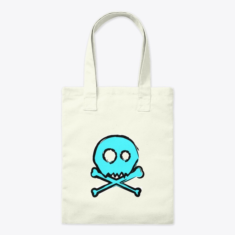 Blue Skull and Crossbones Scribble
