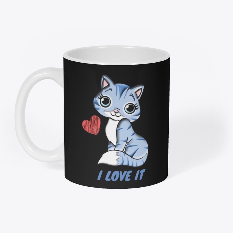 I LOVE IT FUNNY DESIGN BLUE CAT