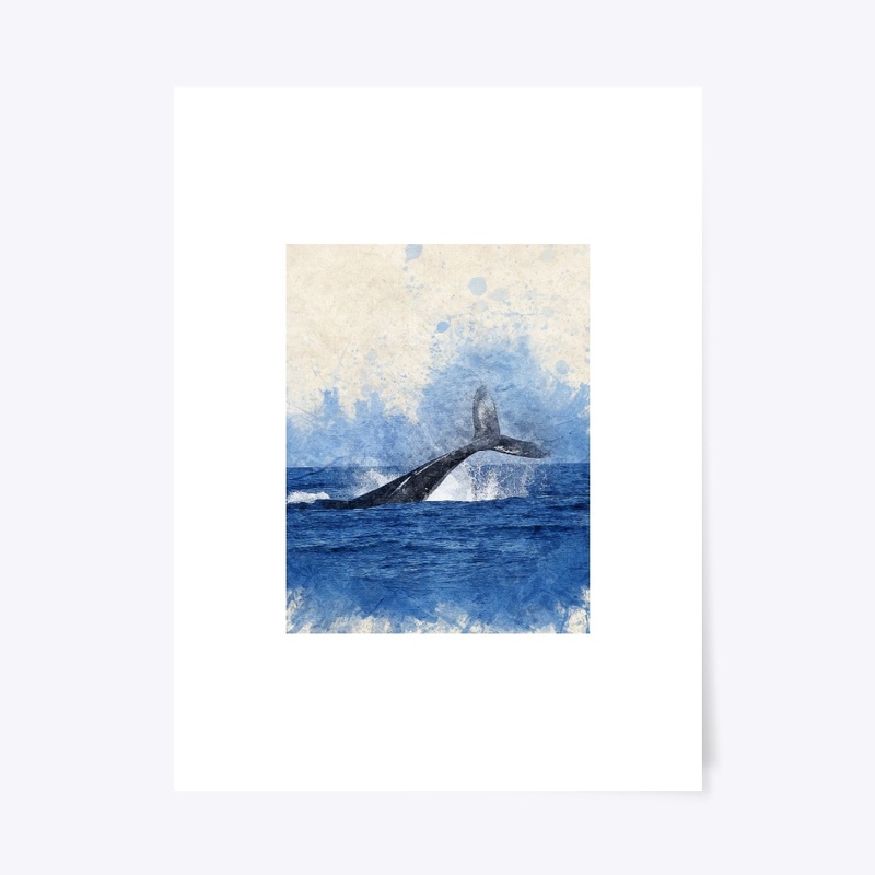 blue beige whale in the sea water