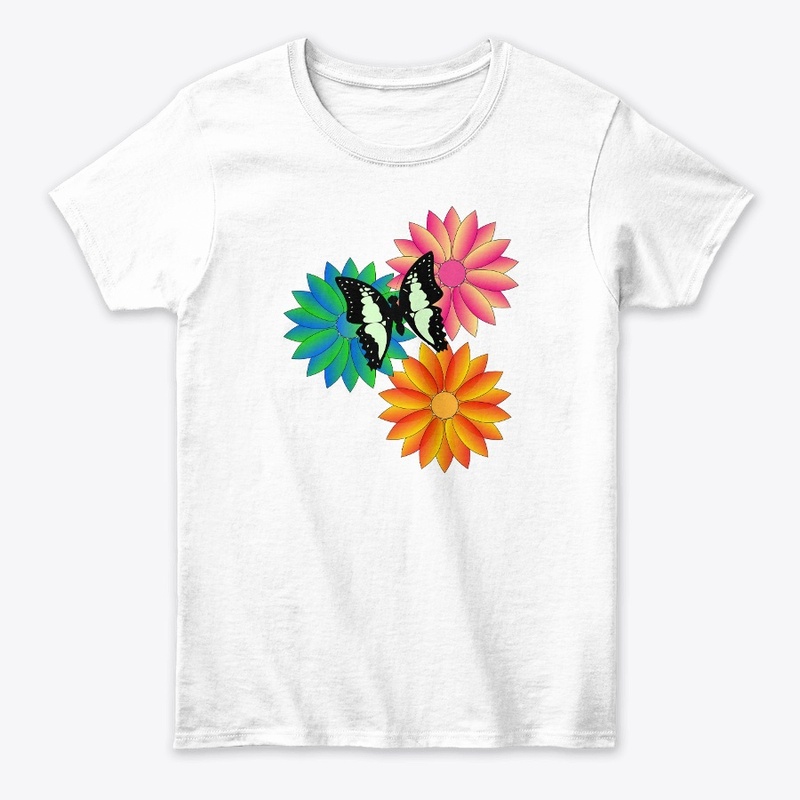 Butterfly with flowers t shirt