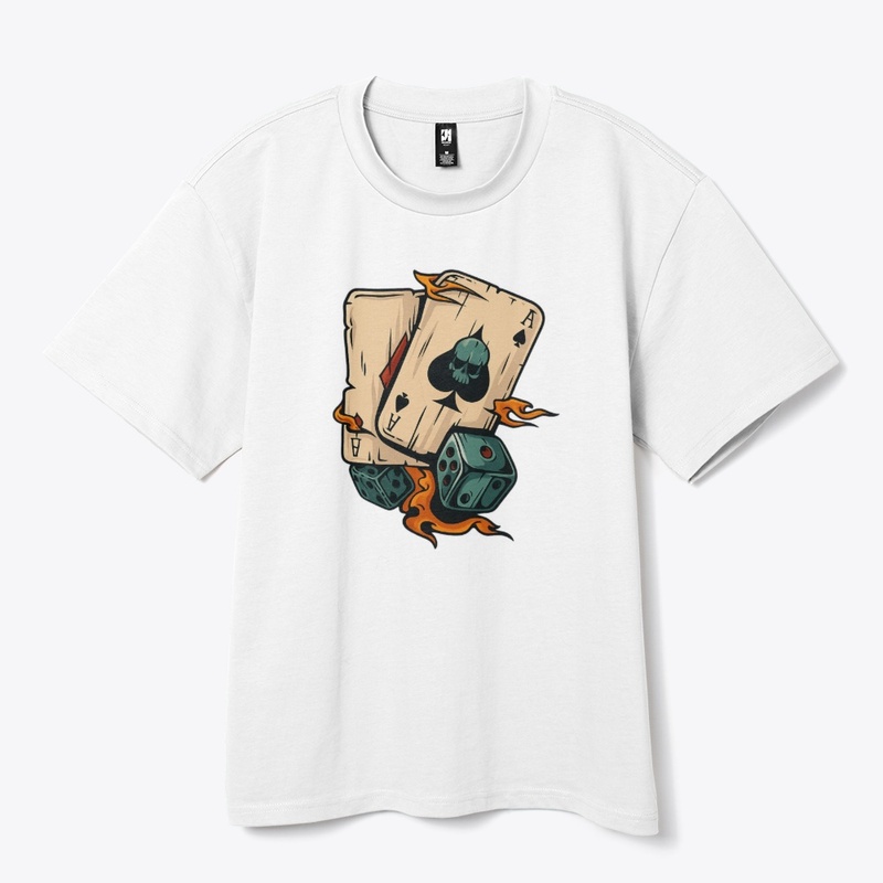 Flaming Ace & Dice Skull Design