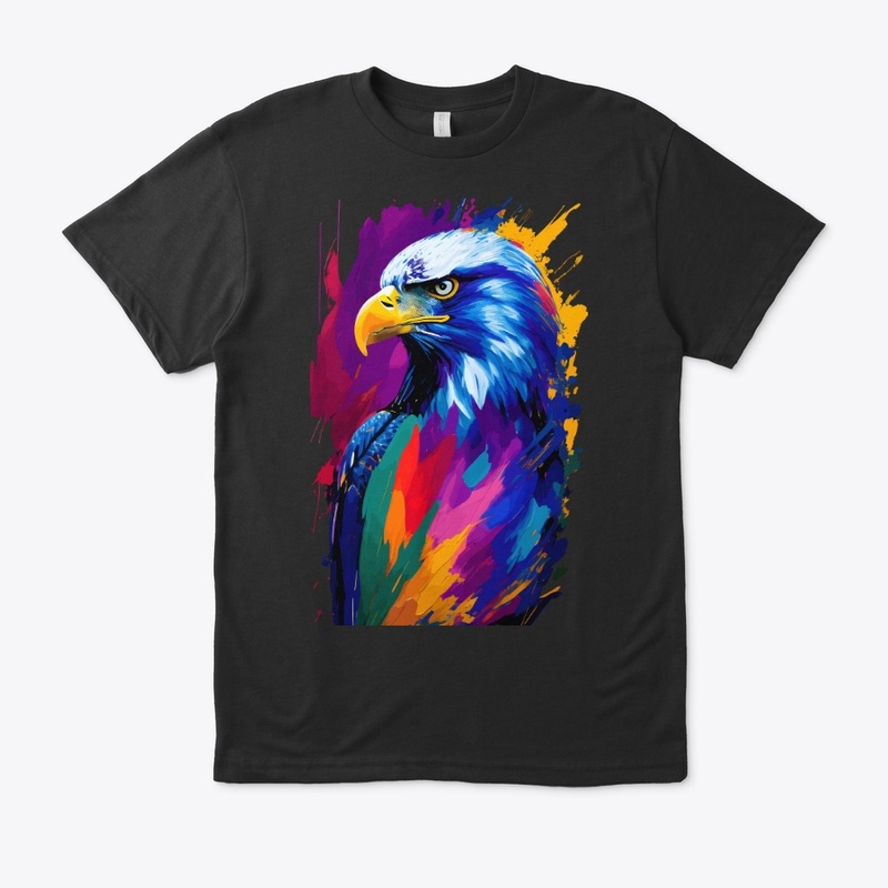 Vibrant Eagle in colorful splatter, left