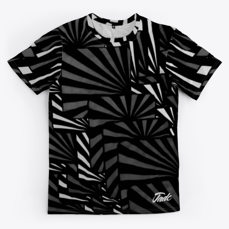 Black and Grey Rays All-Over Print Tee