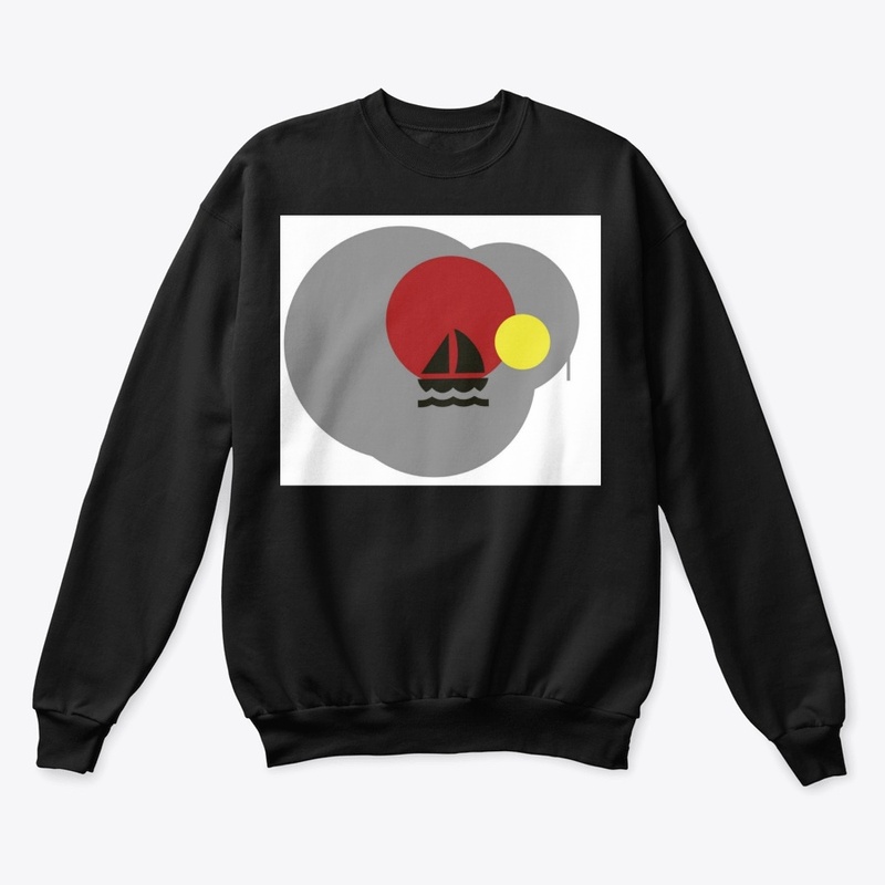 Red yellow circles with black ship 