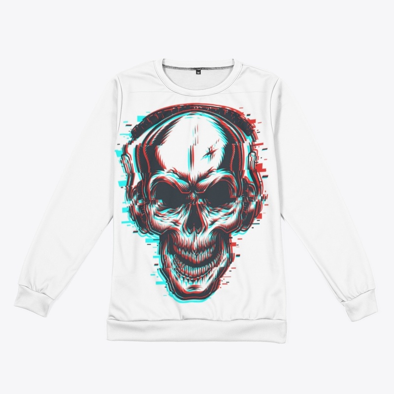Skull with headphones