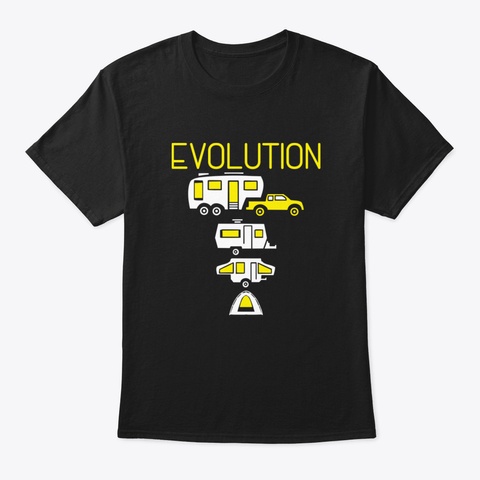 Camper Van Evolution Black T-Shirt Front