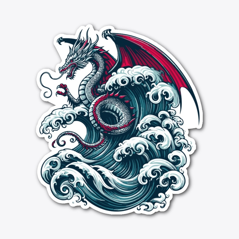 Cool Dragon Sailing Big Waves Streetwear
