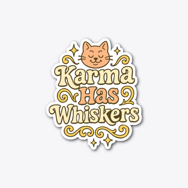Karma Has Whiskers Retro Cat Tee Gift