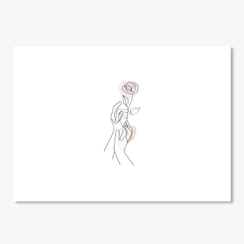 One line art flower with hand design
