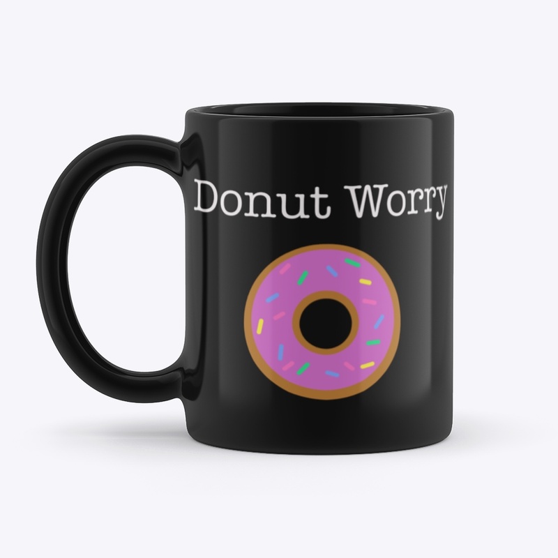 Donut Worry Black Mug