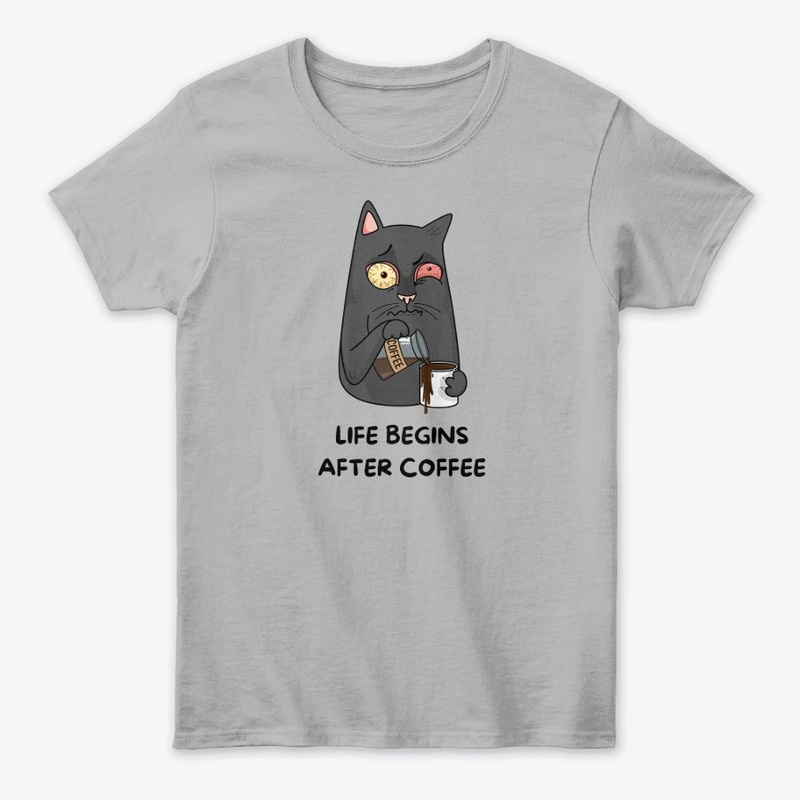 After coffee is a funny cat t-shirt