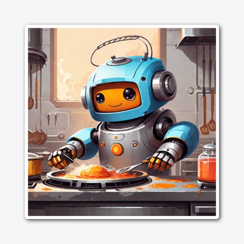 A robot cooking dinner