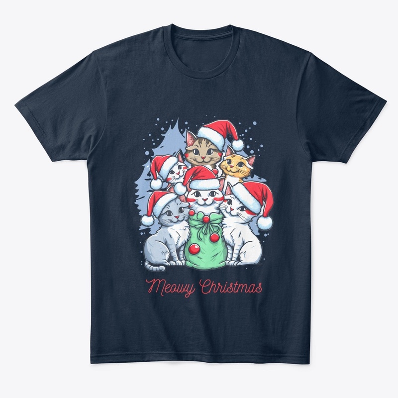Cute Cat wishing Merry Christmas shirs