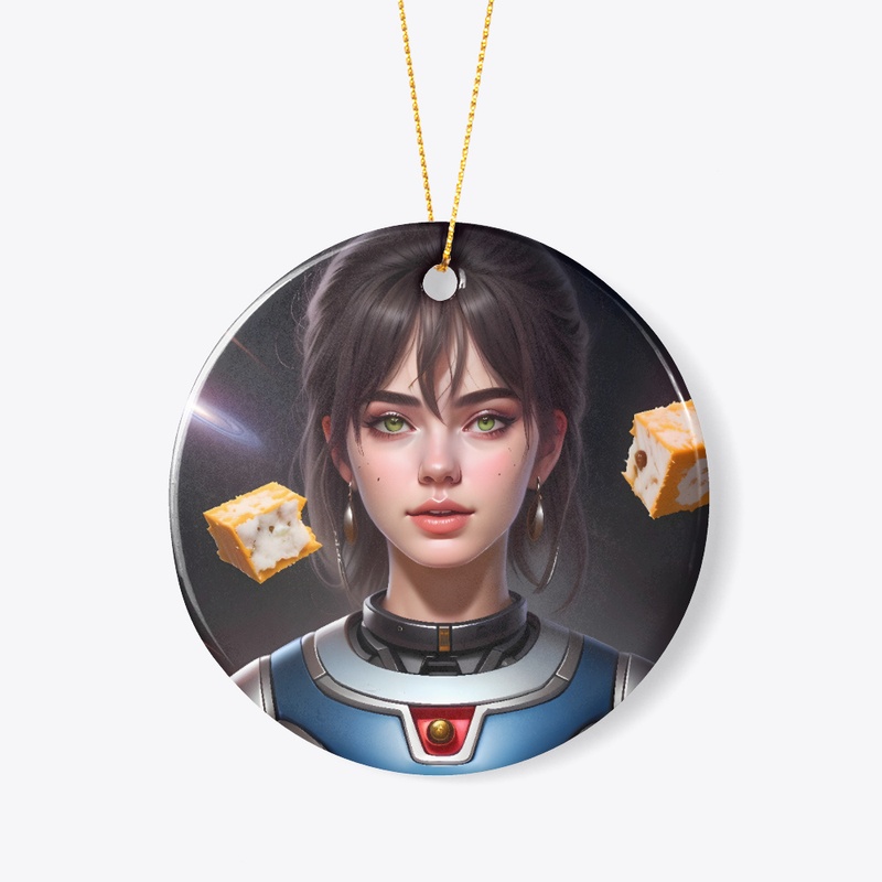 A woman and floating space cheese
