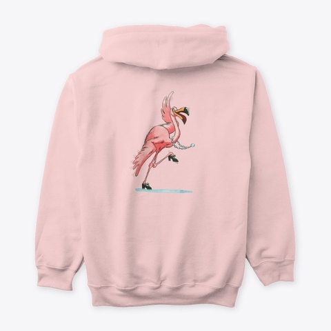 Flamingo Type & Dancing Bird Light Pink T-Shirt Back