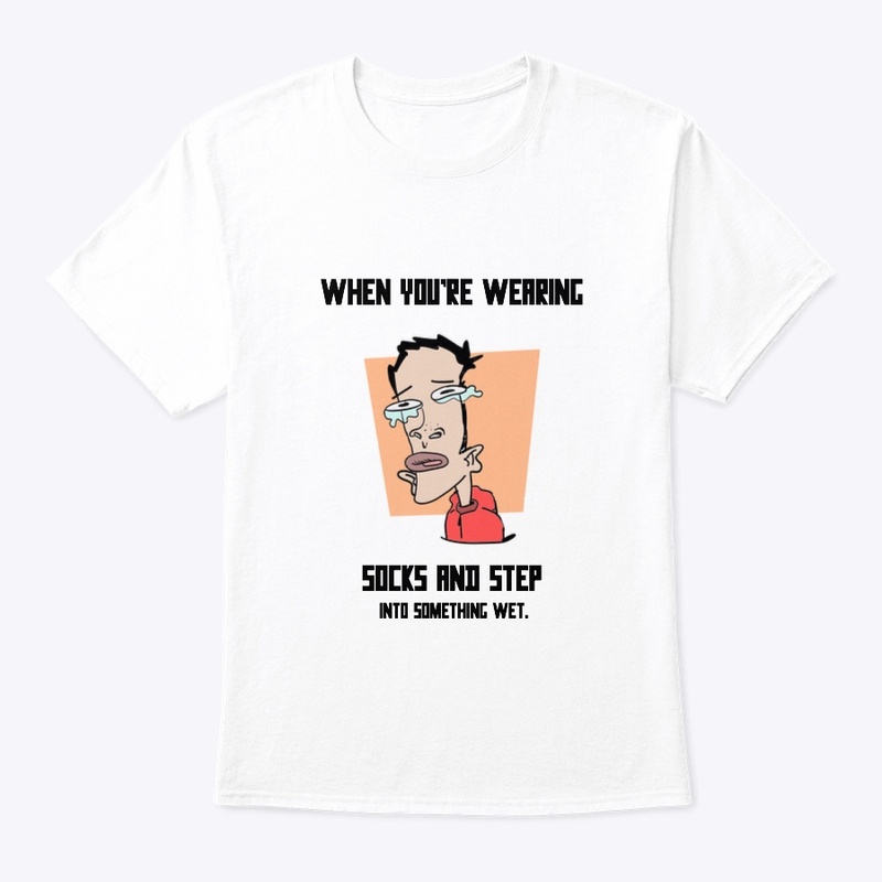 wearing socks t-shirt. [funny meme]