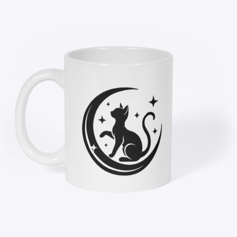 Moonlit Cat Silhouette – Crescent Night