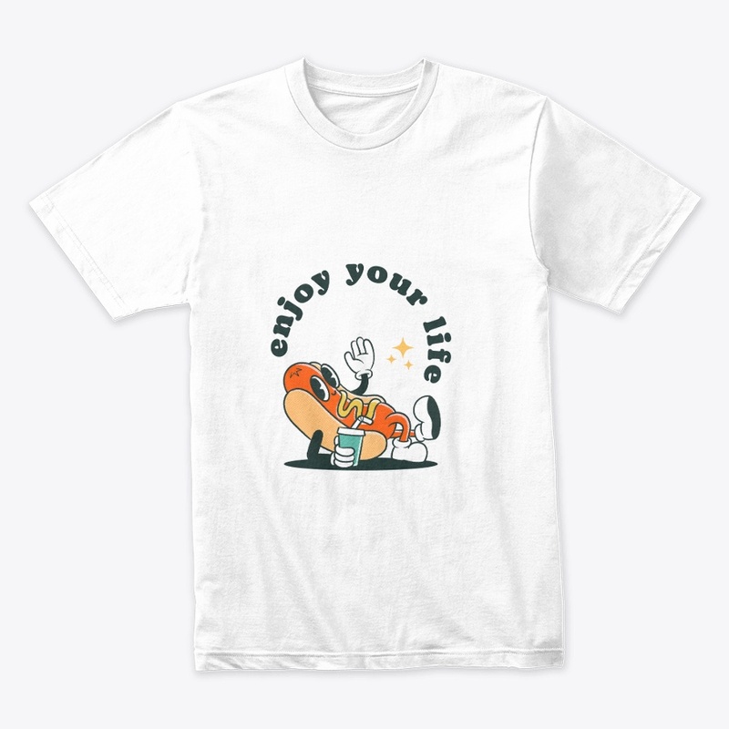 Orange Retro Hotdog Illustration T-Shirt