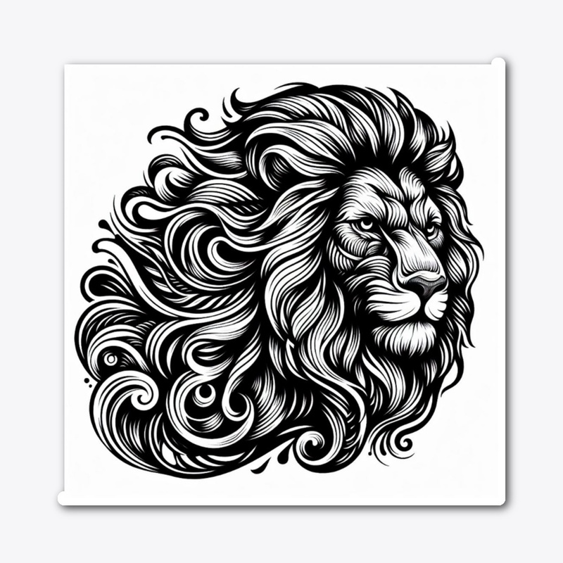 Abstract line drawing of a lion