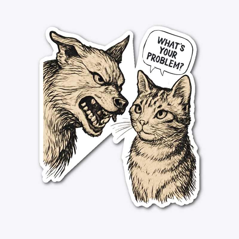 Cat vs Wolf - Funny Design