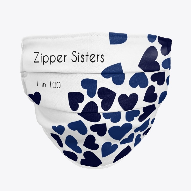 Zipper Sisters scattered blue hearts
