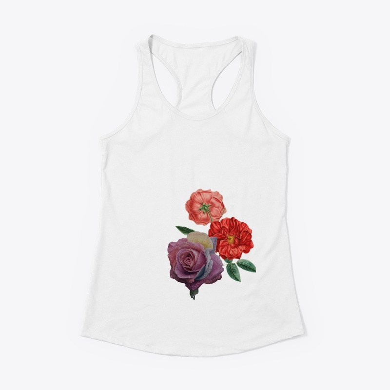 3 Red, Pink Colorful Flowers, Only
