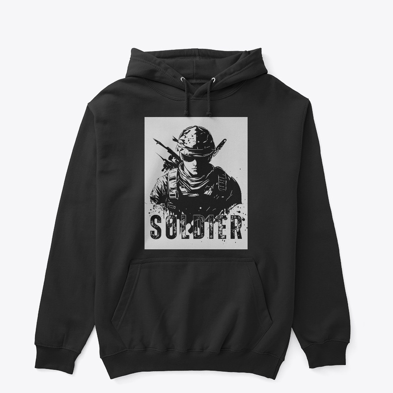 "Bold Black T-Shirt with Vibrant Soldier
