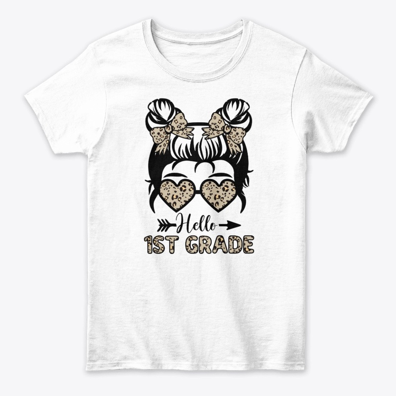 Hello 1st Grade Messy Bun - Leopard
