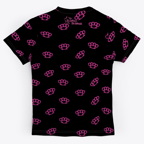 "Brass Knuckle All Over Pink" Black T-Shirt Back
