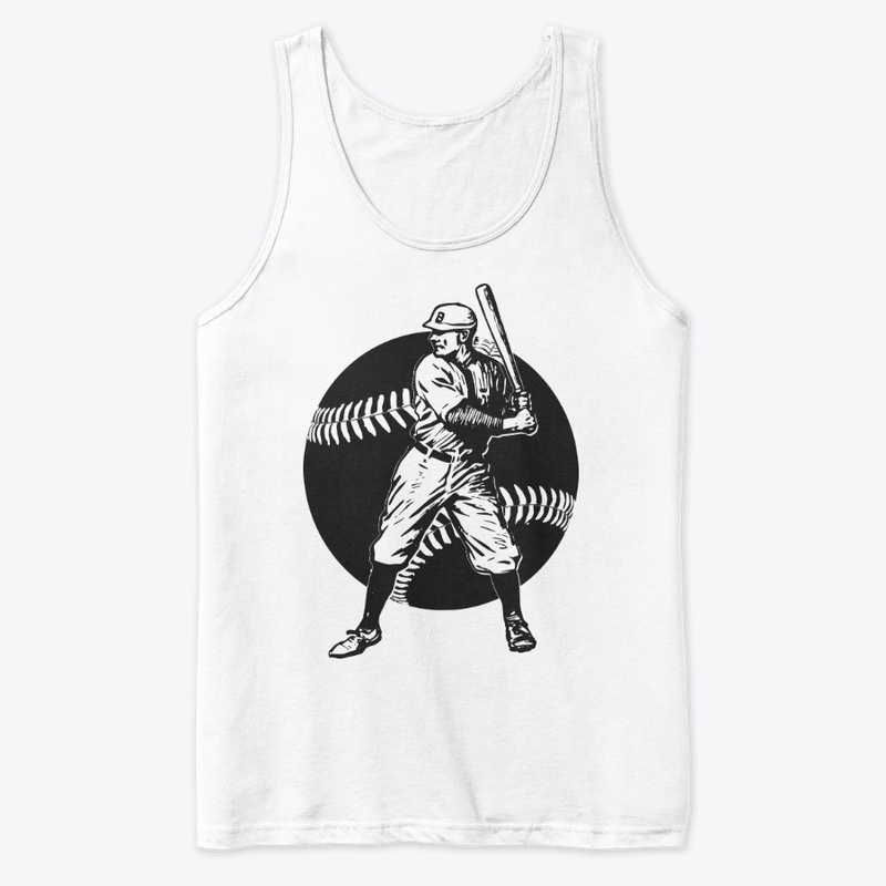 Black & White Baseball Man Illustration