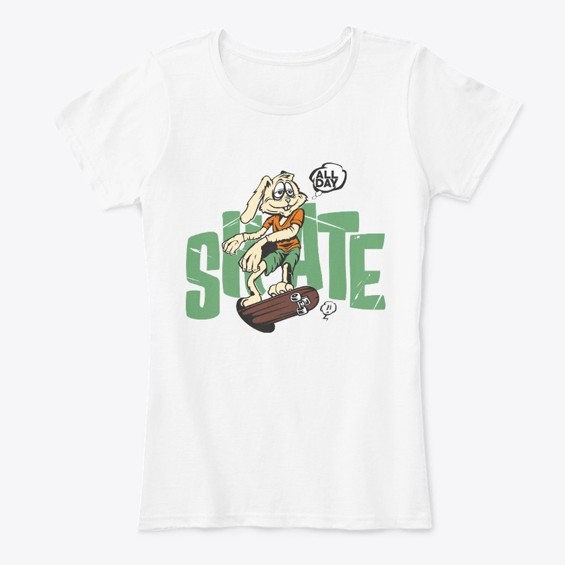 Bunny with Skateboard Print T-Shirt