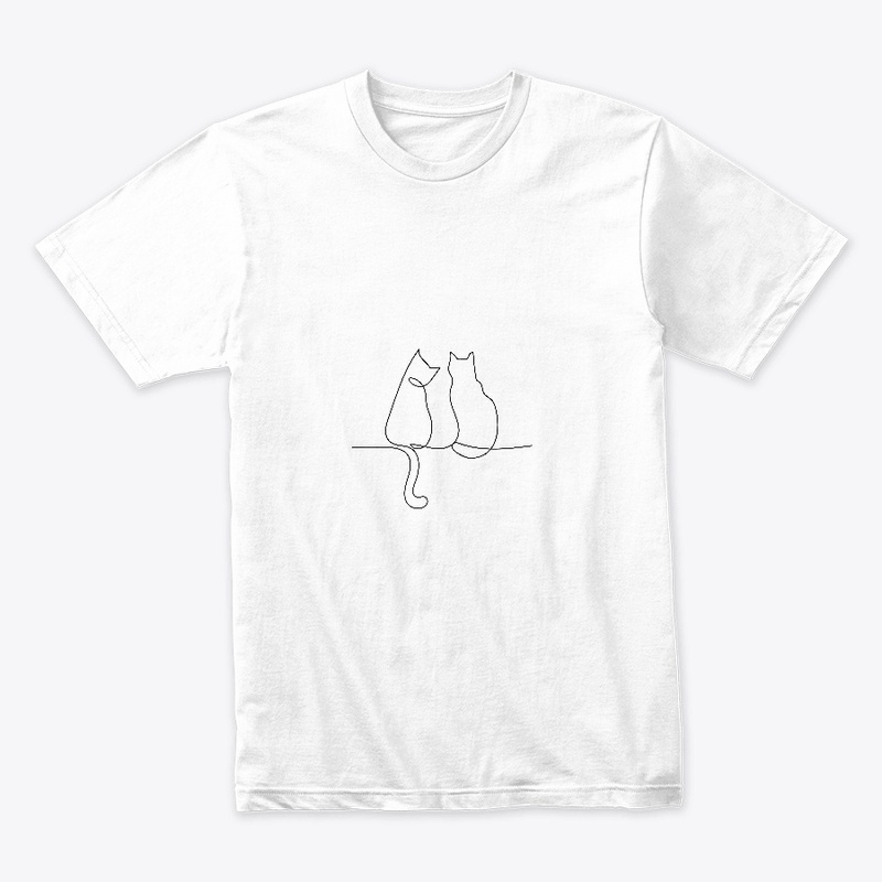 Two cat love line art t shirt design.