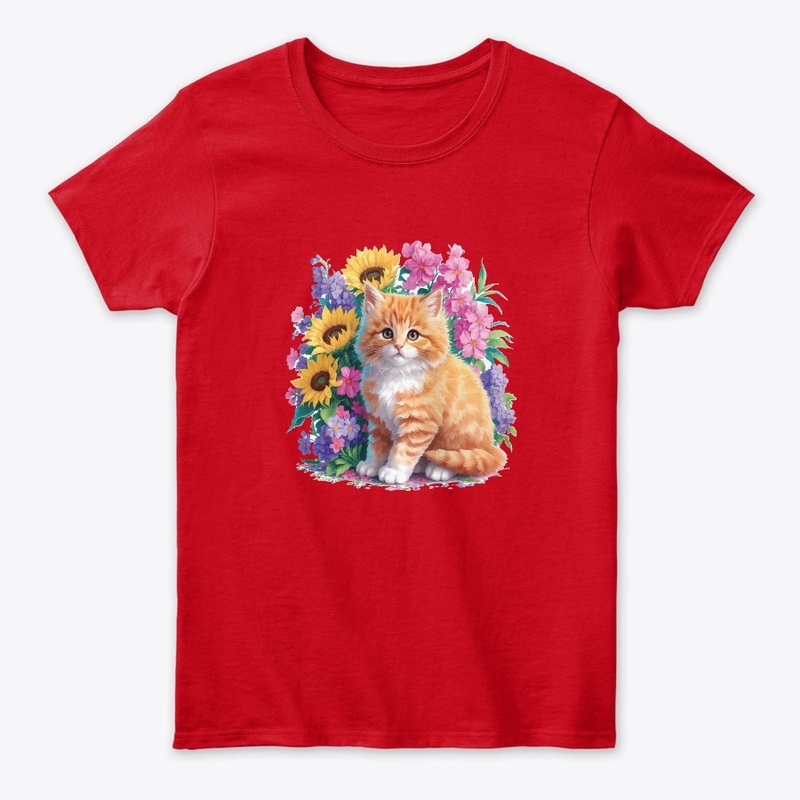 Kitten Amid the Cherry t-shirt design