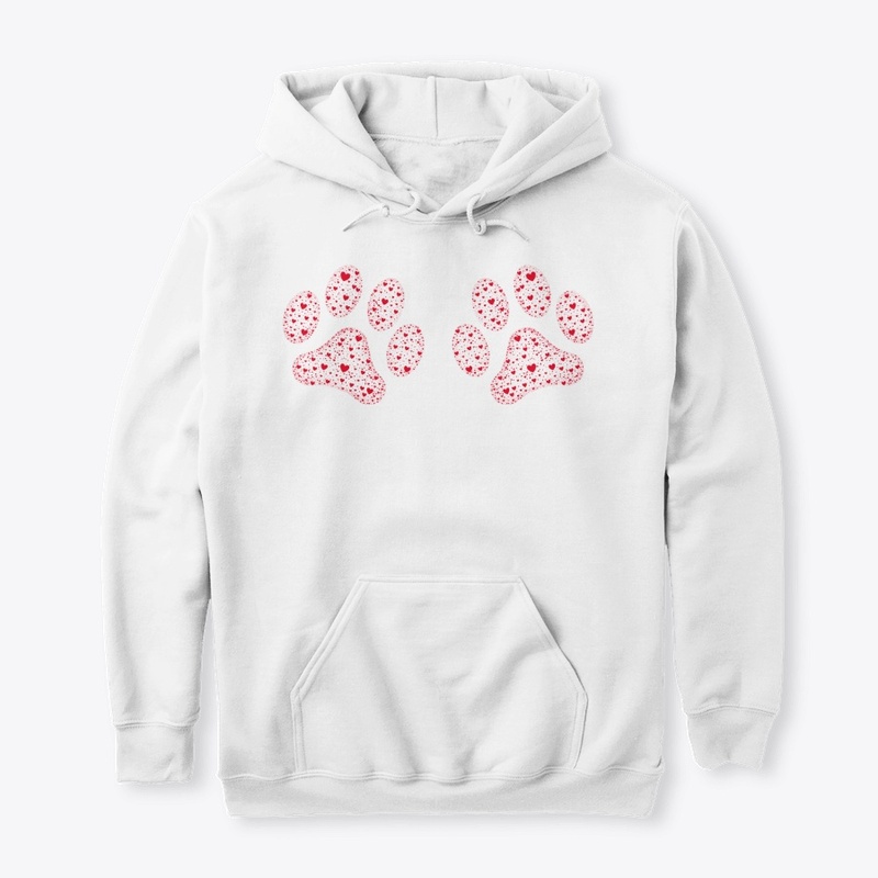 Red Animal Paws with Hearts