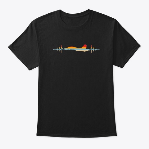 Airplane Pilot Shirt Pilot Heartbeat T S Black T-Shirt Front