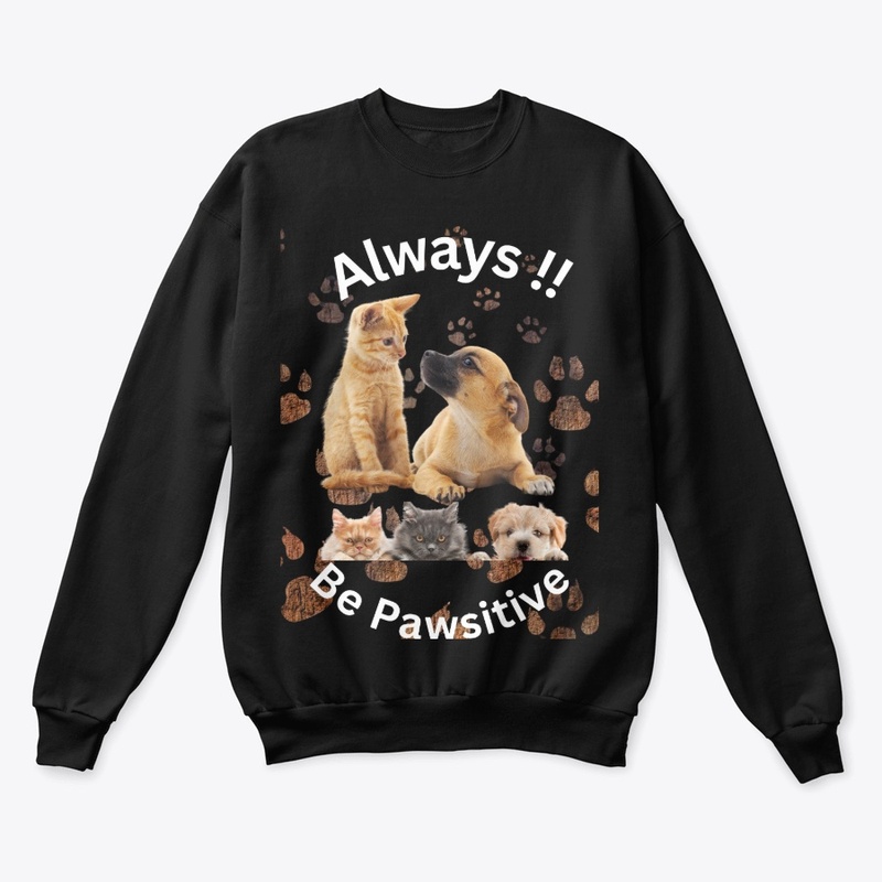 Be Pawsitive Cute Cat and Dog T Shirt